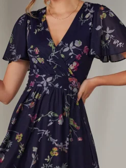 Bleu - Jolie Moi Mesh Manches courtes Midaxi Robe