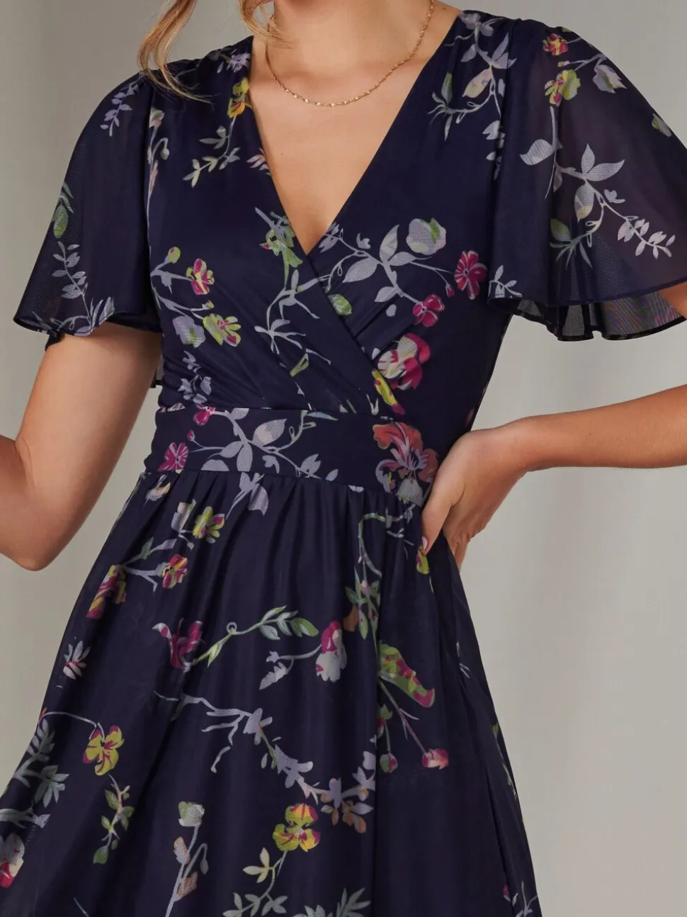 Bleu - Jolie Moi Mesh Manches courtes Midaxi Robe