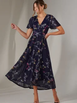 Bleu - Jolie Moi Mesh Manches courtes Midaxi Robe