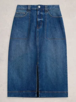 Bleu - Jupe mi-longue White Stuff Tia en Denim
