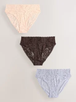 Bleu - Lot de 3 culottes en dentelle