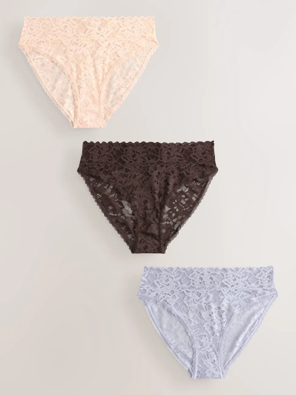 Bleu - Lot de 3 culottes en dentelle