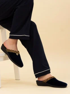 Bleu - Lunar Chaussons mules compensés à Imprimé animal