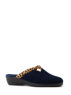 Bleu - Lunar Chaussons mules compensés à Imprimé animal