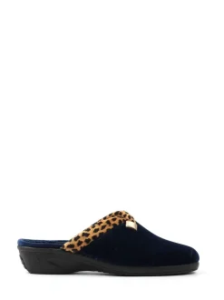 Bleu - Lunar Chaussons mules compensés à Imprimé animal