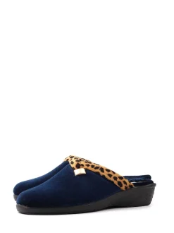 Bleu - Lunar Chaussons mules compensés à Imprimé animal