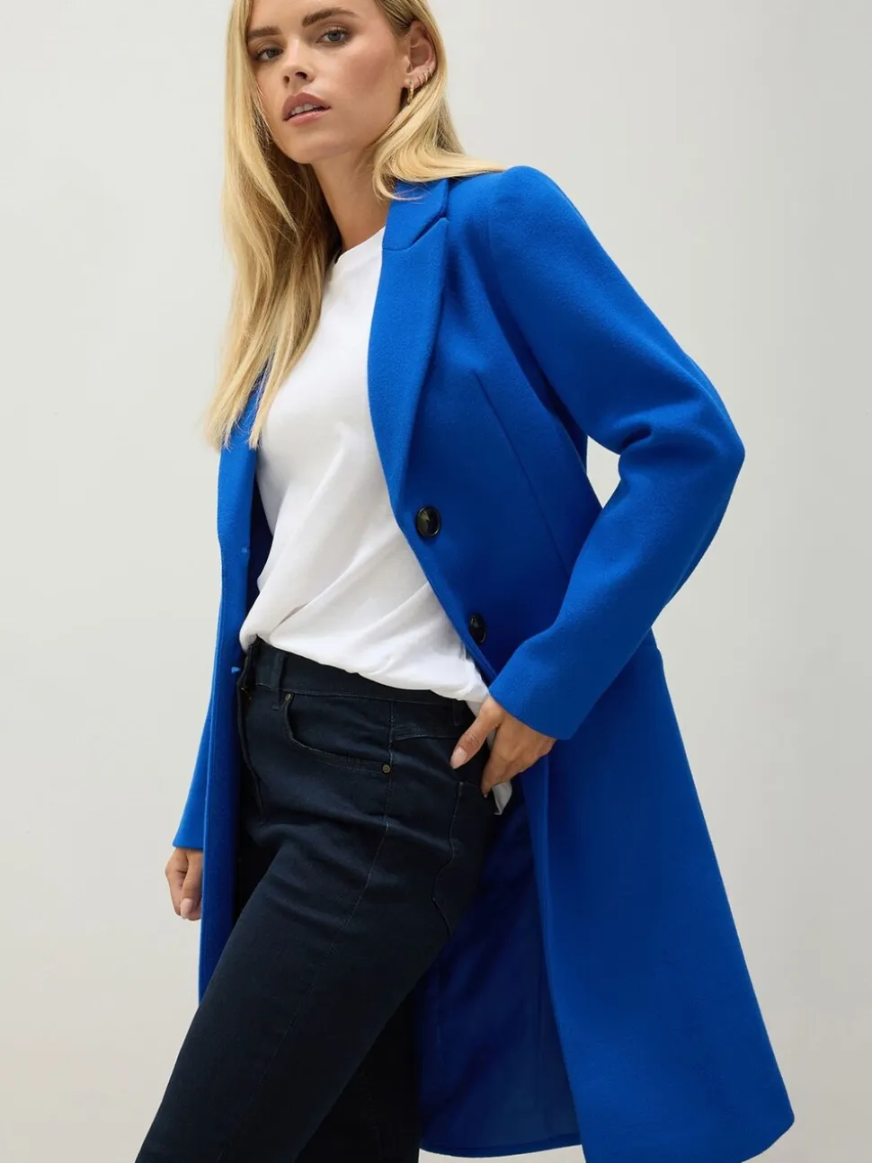 Bleu - M&Co manteau habillé simple boutonnage