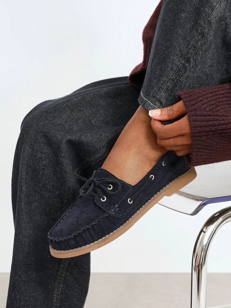 Bleu - Mocassins à enfiler Linzi Frame avec détails froncés sur le devant