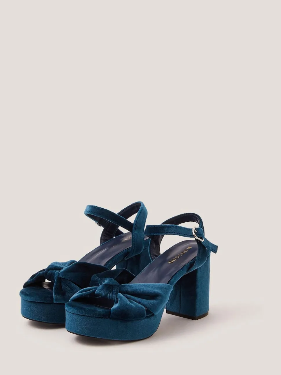 Bleu - Monsoon Nola Velvet Platform Heels (talons compensés en velours)