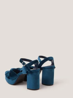 Bleu - Monsoon Nola Velvet Platform Heels (talons compensés en velours)