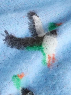 Bleu à motif canard Mallard - Pull col rond brossé