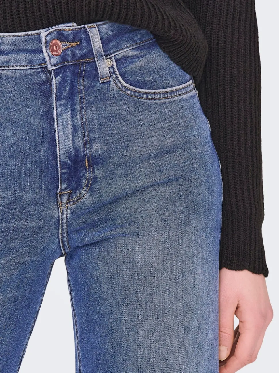Bleu - Only Ample Taille haute Jeans With Super Extensible