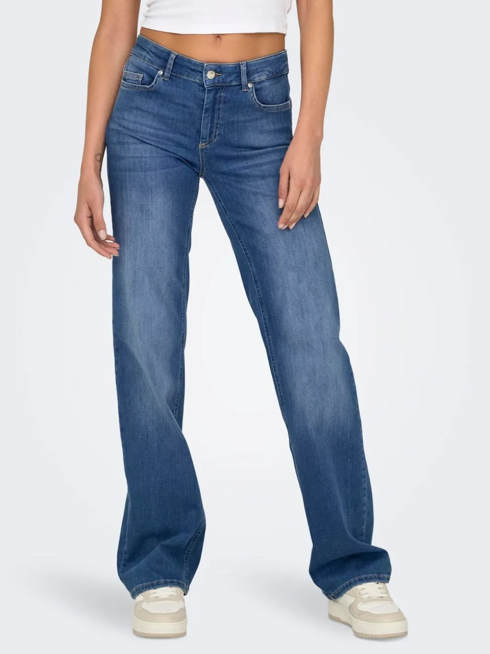 Bleu - Only Jeans coupe droite blush taille mi-haute avec super extensible