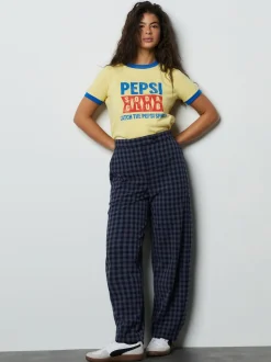 Bleu - Pantalon coupe ballon vichy