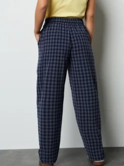 Bleu - Pantalon coupe ballon vichy