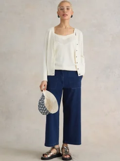 Bleu - Pantalon court large White Stuff Belle