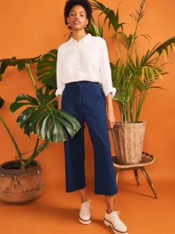 Bleu - Pantalon court large White Stuff Belle