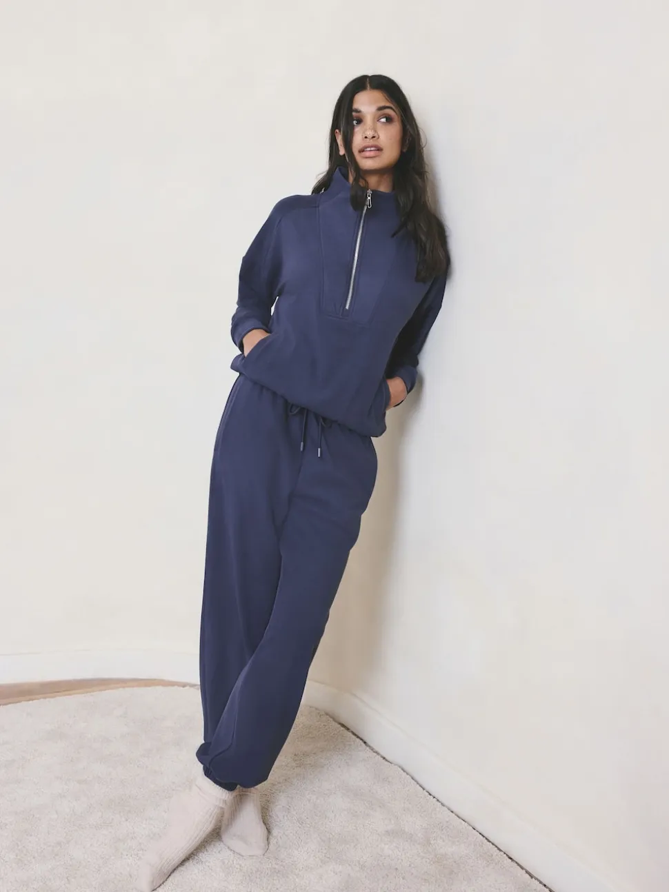 Bleu - Pantalon de jogging en polaire