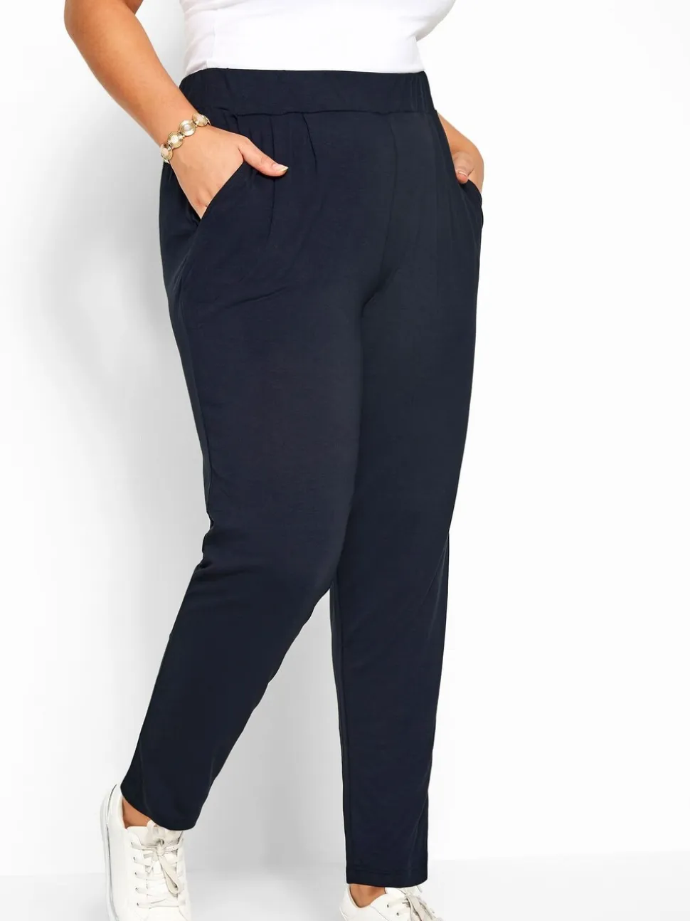 Bleu - Pantalon de jogging Yours Curve en jersey stretch à double pli