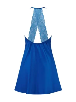 Bleu - Pour Moi Dusk Satin Lace Chemise