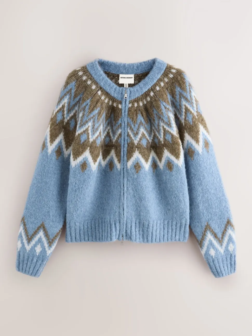 Bleu - Pulls zippé en maille à carreaux Two Ordinary avec Motif Fair Isle
