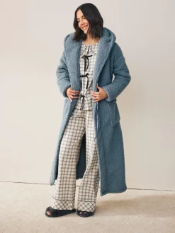 Bleu - Robe de chambre en peluche