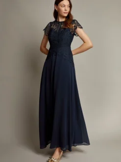 Bleu - Robe longue Monsoon Monica en dentelle