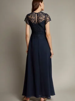 Bleu - Robe longue Monsoon Monica en dentelle