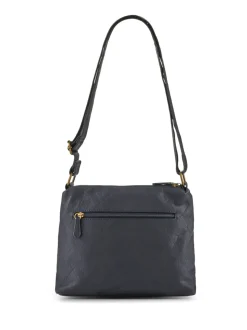 Bleu - Sac à bandoulière Pavers en cuir à poches multiples