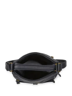 Bleu - Sac à bandoulière Pavers en cuir à poches multiples