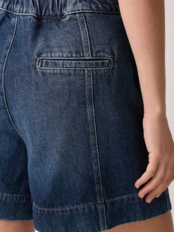Bleu - Shorts Jigsaw Finton en Denim à coutures apparentes