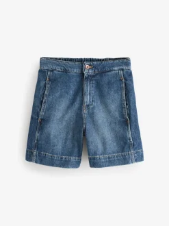 Bleu - Shorts Jigsaw Finton en Denim à coutures apparentes