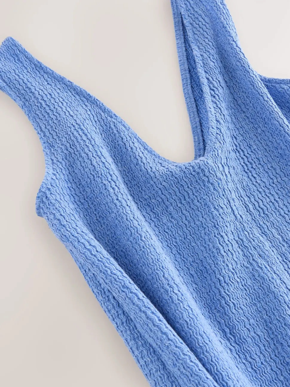 Bleu - Slip dress texturée en jersey
