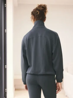 Bleu - soi-même. Sweat-shirt en modal à demi-zippé