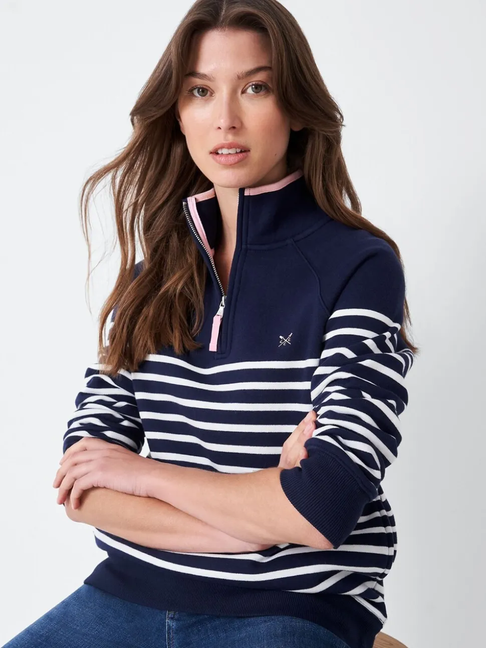 Bleu - Sweat semi-zippé Crew Clothing