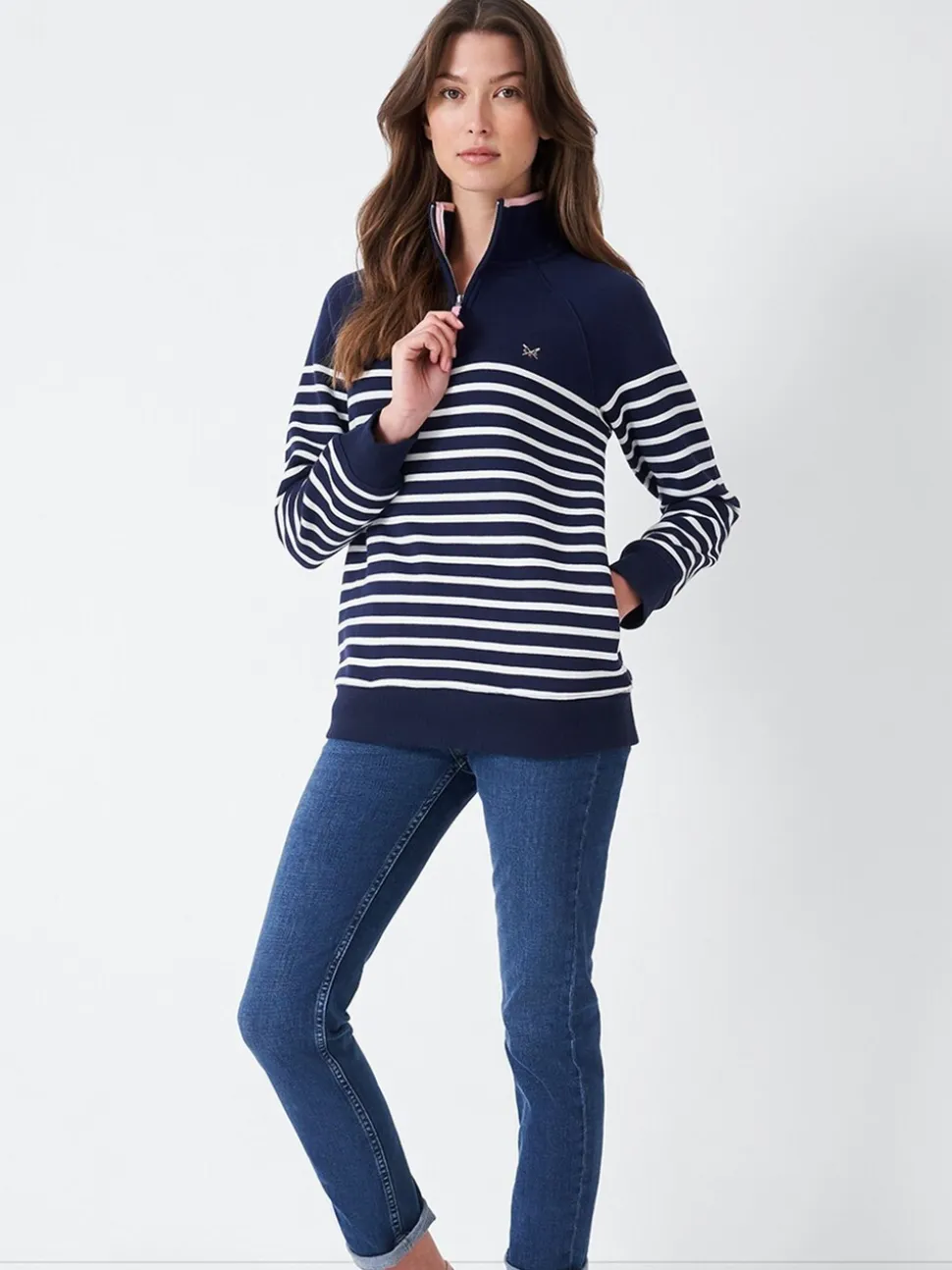 Bleu - Sweat semi-zippé Crew Clothing
