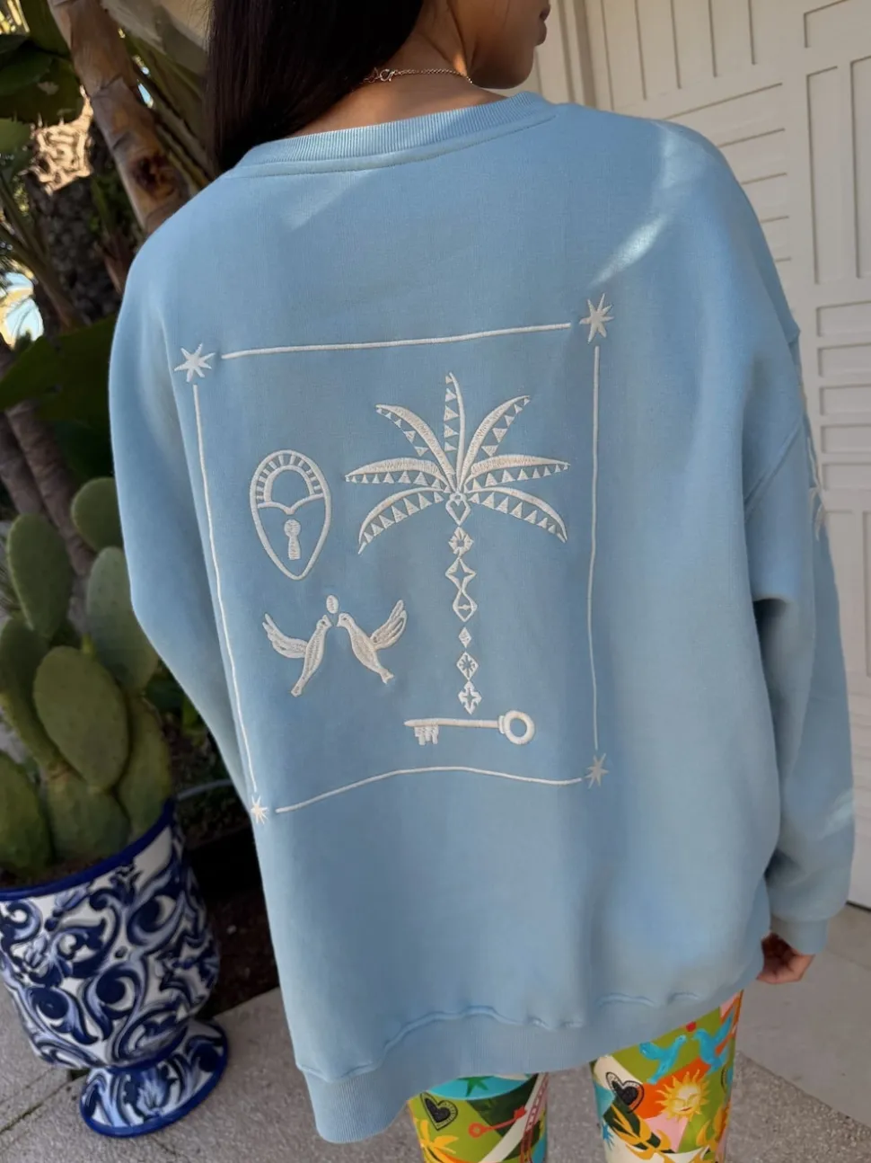 Bleu - Sweat-shirt brodé Never Fully Dressed