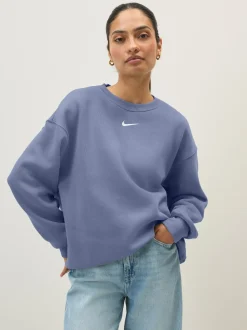 Bleu - Sweat-shirt Nike en polaire oversize à col rond