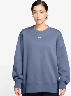 Bleu - Sweat-shirt Nike en polaire oversize à col rond