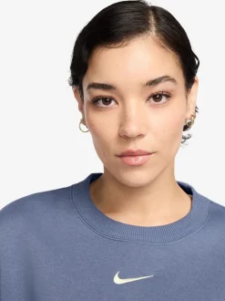 Bleu - Sweat-shirt Nike en polaire oversize à col rond