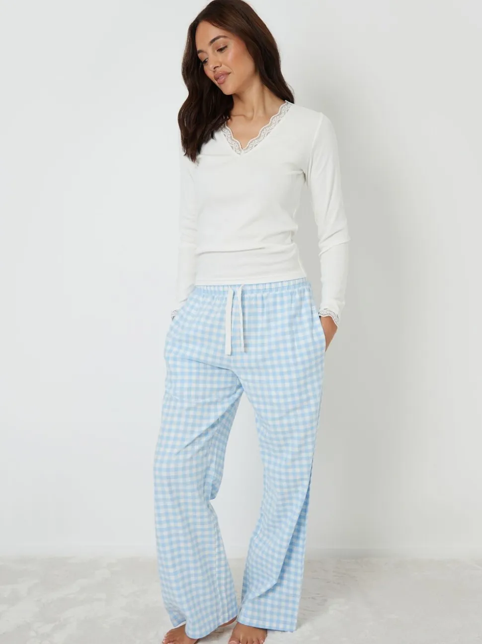 Bleu - Threadbare pyjama en coton à manches longues