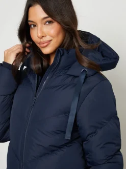 Bleu - Threadbare veste mi-longue rembourrée à capuche