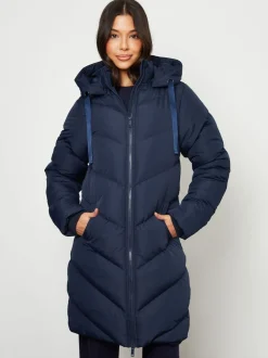 Bleu - Threadbare veste mi-longue rembourrée à capuche