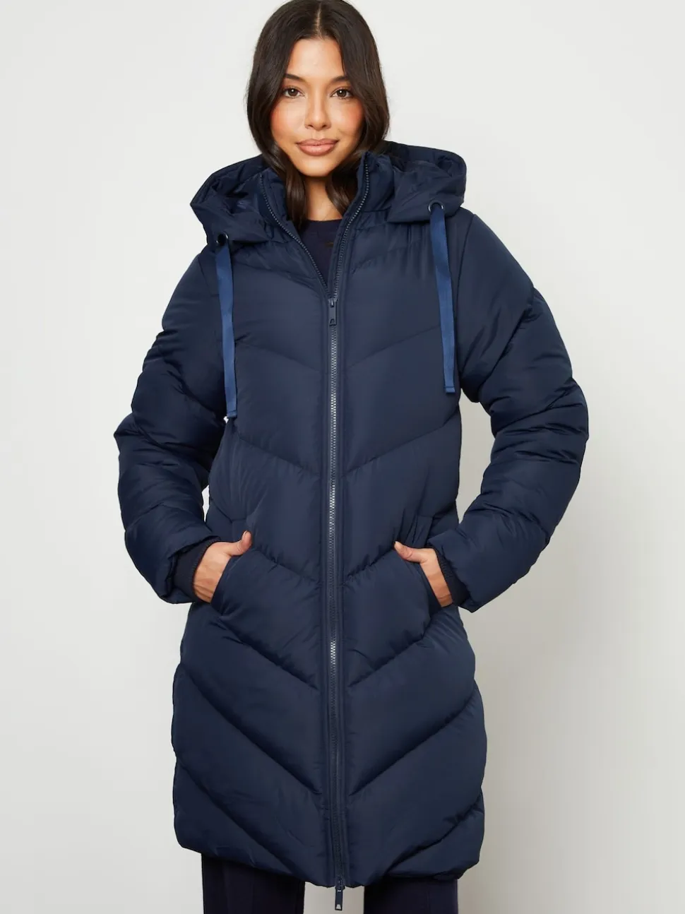 Bleu - Threadbare veste mi-longue rembourrée à capuche