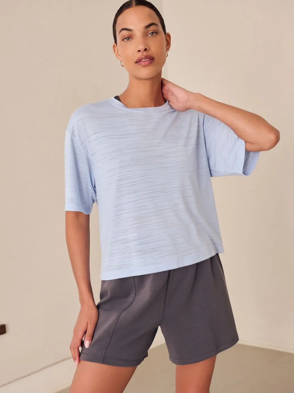 Bleu - T-shirt Active Crew Neck léger à manches courtes