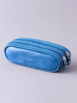 Bleu - Étui Lakeland en cuir à deux verres
