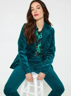 Bleu - Veste Joe Browns en velours à détails surpiqués