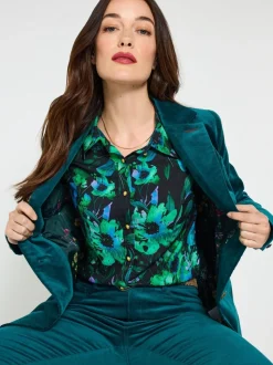 Bleu - Veste Joe Browns en velours à détails surpiqués