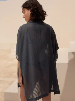 Bleu - Vêtement de chemise longue 100enfiler % coton