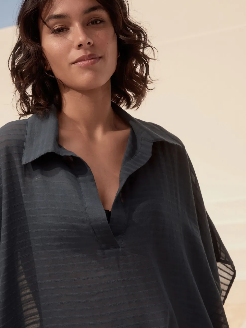 Bleu - Vêtement de chemise longue 100enfiler % coton